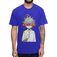 Load image into Gallery viewer, Anime The Promised Neverland T Shirt Emma We Will Be Alive T-shirt Man's High-Q Crewneck 100% Cotton Tee Shirt
