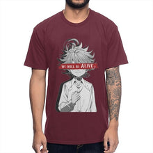 Load image into Gallery viewer, Anime The Promised Neverland T Shirt Emma We Will Be Alive T-shirt Man's High-Q Crewneck 100% Cotton Tee Shirt
