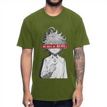Load image into Gallery viewer, Anime The Promised Neverland T Shirt Emma We Will Be Alive T-shirt Man's High-Q Crewneck 100% Cotton Tee Shirt