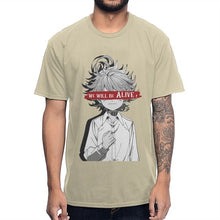 Load image into Gallery viewer, Anime The Promised Neverland T Shirt Emma We Will Be Alive T-shirt Man's High-Q Crewneck 100% Cotton Tee Shirt