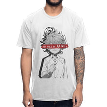 Load image into Gallery viewer, Anime The Promised Neverland T Shirt Emma We Will Be Alive T-shirt Man's High-Q Crewneck 100% Cotton Tee Shirt