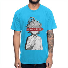 Load image into Gallery viewer, Anime The Promised Neverland T Shirt Emma We Will Be Alive T-shirt Man's High-Q Crewneck 100% Cotton Tee Shirt