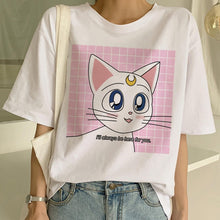 Load image into Gallery viewer, Funny Sailor Moon Summer Fashion tshirt Women Harajuku Short Sleeve Fun Ulzzang T-Shirt Cute Cat Tshirt Cartoon Top Tees Female
