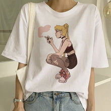 Load image into Gallery viewer, Funny Sailor Moon Summer Fashion tshirt Women Harajuku Short Sleeve Fun Ulzzang T-Shirt Cute Cat Tshirt Cartoon Top Tees Female