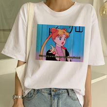 Load image into Gallery viewer, Funny Sailor Moon Summer Fashion tshirt Women Harajuku Short Sleeve Fun Ulzzang T-Shirt Cute Cat Tshirt Cartoon Top Tees Female