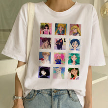 Load image into Gallery viewer, Funny Sailor Moon Summer Fashion tshirt Women Harajuku Short Sleeve Fun Ulzzang T-Shirt Cute Cat Tshirt Cartoon Top Tees Female