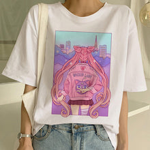 Load image into Gallery viewer, Funny Sailor Moon Summer Fashion tshirt Women Harajuku Short Sleeve Fun Ulzzang T-Shirt Cute Cat Tshirt Cartoon Top Tees Female