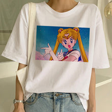 Load image into Gallery viewer, Funny Sailor Moon Summer Fashion tshirt Women Harajuku Short Sleeve Fun Ulzzang T-Shirt Cute Cat Tshirt Cartoon Top Tees Female