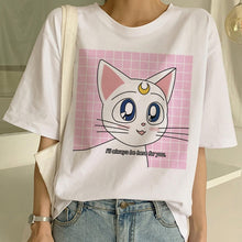 Load image into Gallery viewer, Funny Sailor Moon Summer Fashion tshirt Women Harajuku Short Sleeve Fun Ulzzang T-Shirt Cute Cat Tshirt Cartoon Top Tees Female
