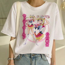 Load image into Gallery viewer, Funny Sailor Moon Summer Fashion tshirt Women Harajuku Short Sleeve Fun Ulzzang T-Shirt Cute Cat Tshirt Cartoon Top Tees Female