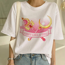 Load image into Gallery viewer, Funny Sailor Moon Summer Fashion tshirt Women Harajuku Short Sleeve Fun Ulzzang T-Shirt Cute Cat Tshirt Cartoon Top Tees Female