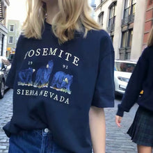 Load image into Gallery viewer, Women Embroidery Bears Oversized T-shirt Short Sleeve Top Casual Tee

