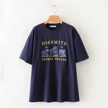 Load image into Gallery viewer, Women Embroidery Bears Oversized T-shirt Short Sleeve Top Casual Tee
